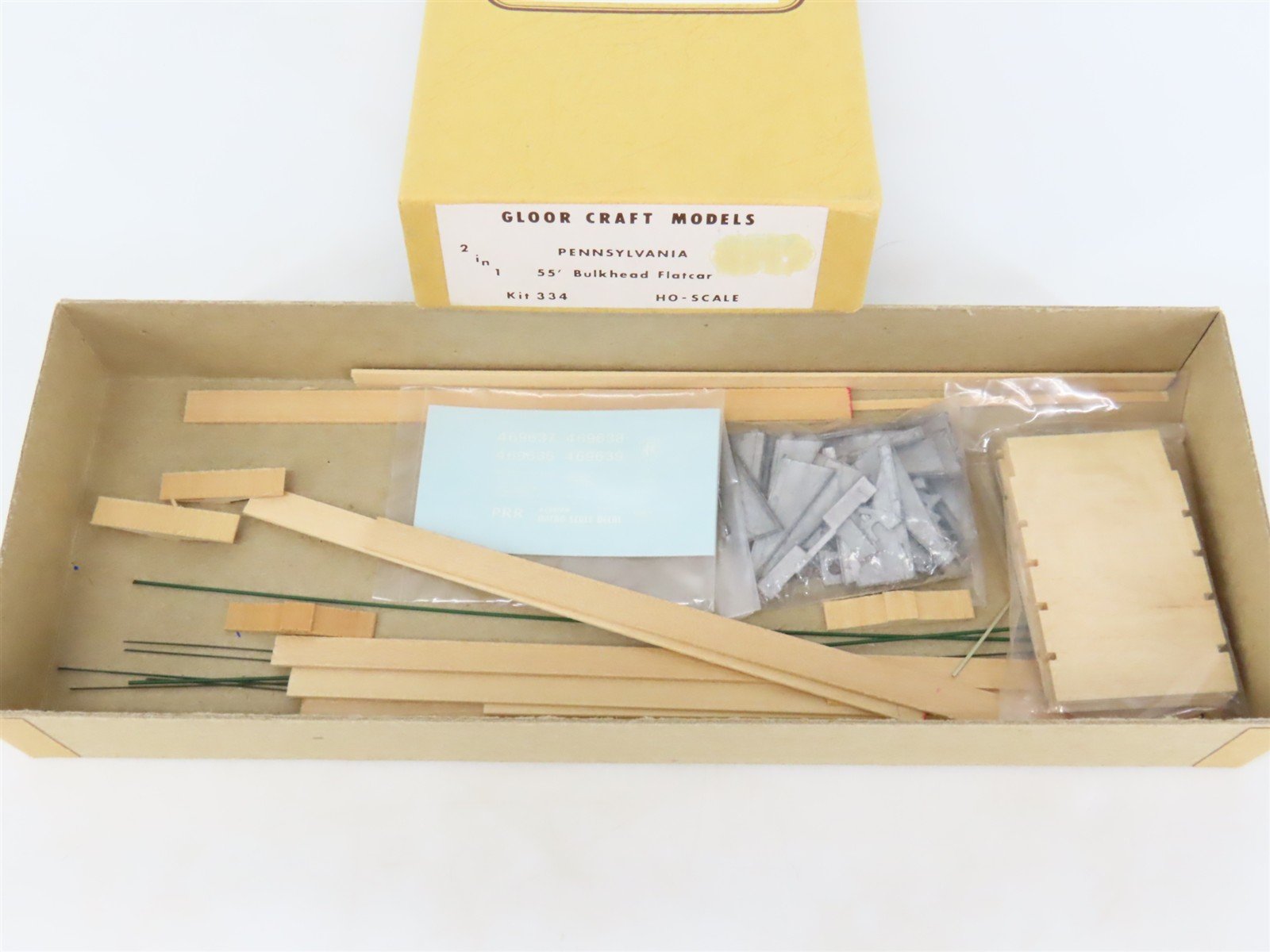 HO Gloor Craft Models 2 in 1 Kit 334 PRR Pennsylvania 55' Bulkhead Flat Car