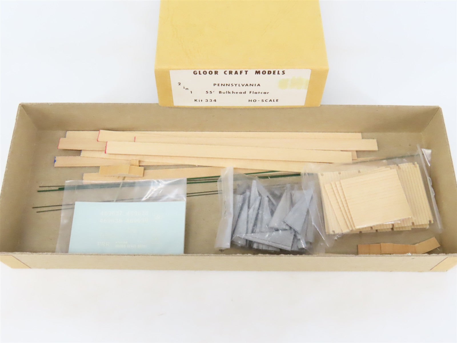 HO Gloor Craft Models 2 in 1 Kit 334 PRR Pennsylvania 55' Bulkhead Flat Car