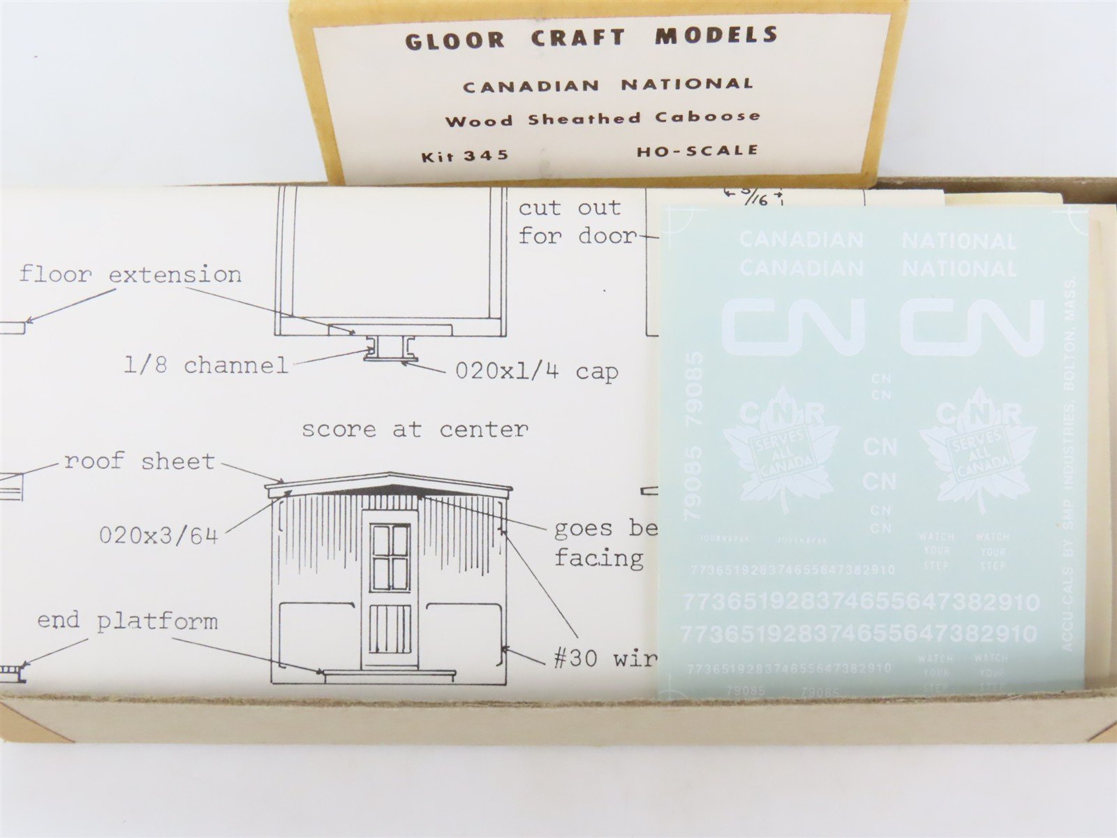HO Scale Gloor Craft Models Kit 345 CN Canadian National Wood Sheathed Caboose