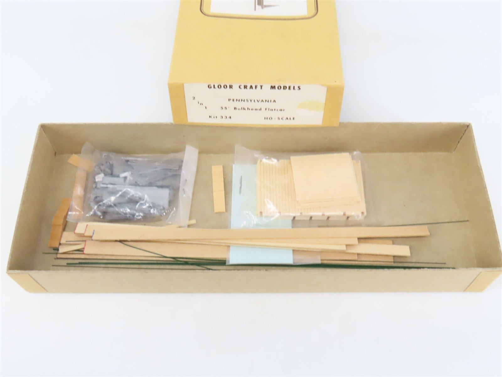HO Gloor Craft Models 2 in 1 Kit 334 PRR Pennsylvania 55' Bulkhead Flat Car