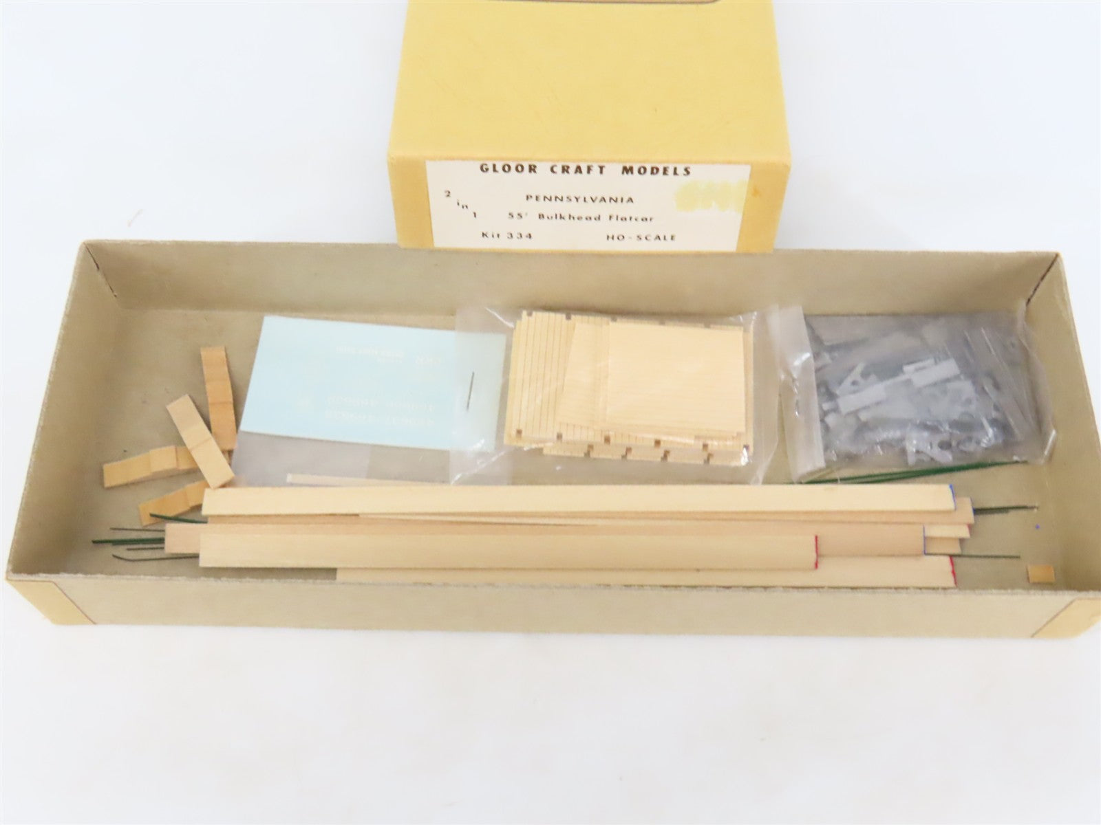 HO Gloor Craft Models 2 in 1 Kit 334 PRR Pennsylvania 55' Bulkhead Flat Car