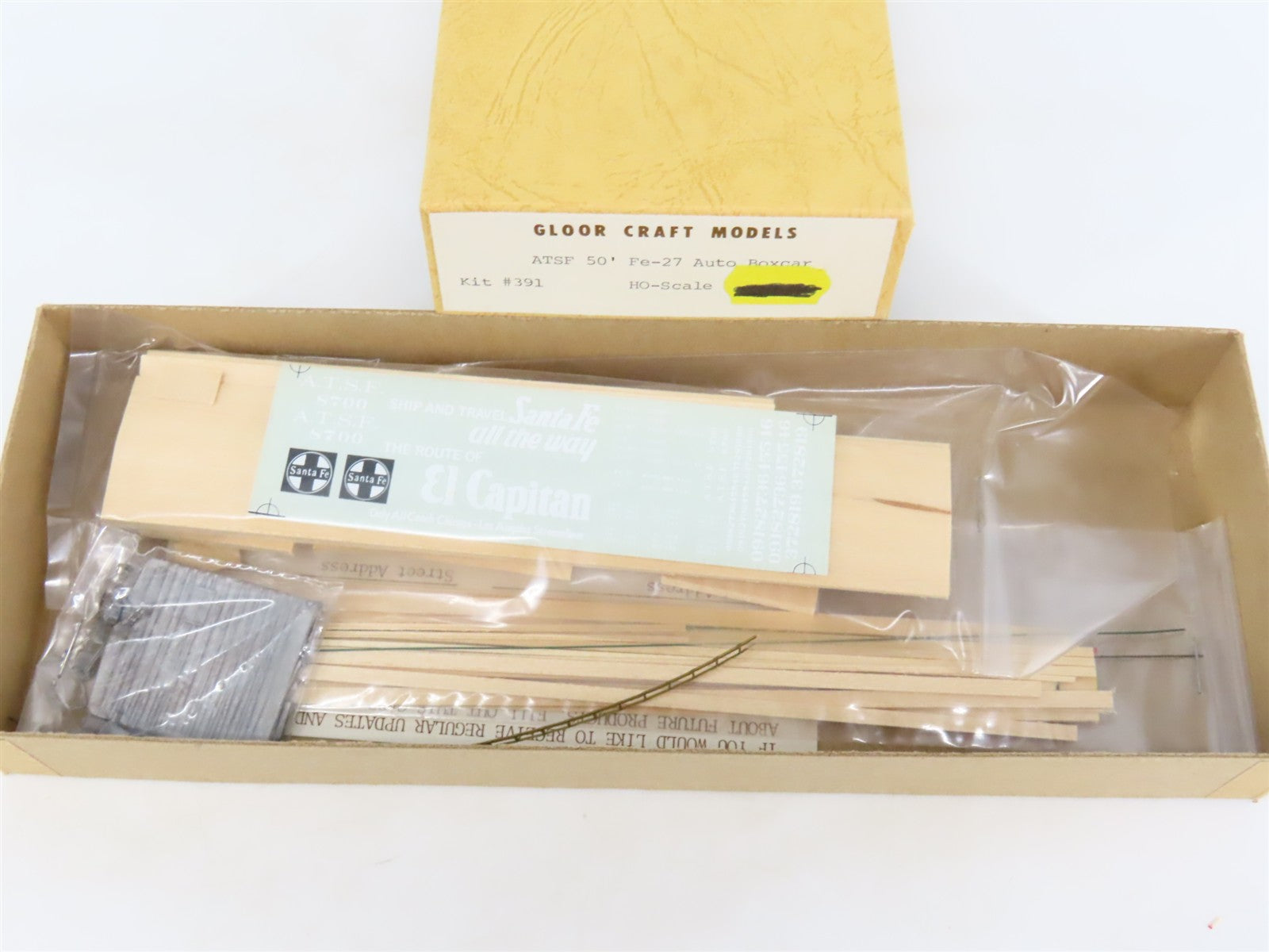 HO Scale Gloor Craft Models Kit 391 ATSF Santa Fe 50' Double Door Auto Box Car