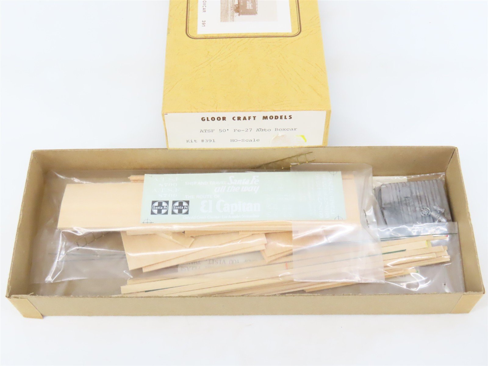 HO Gloor Craft Models Kit 391 ATSF Santa Fe 50' Double Door Auto Box Car #8700