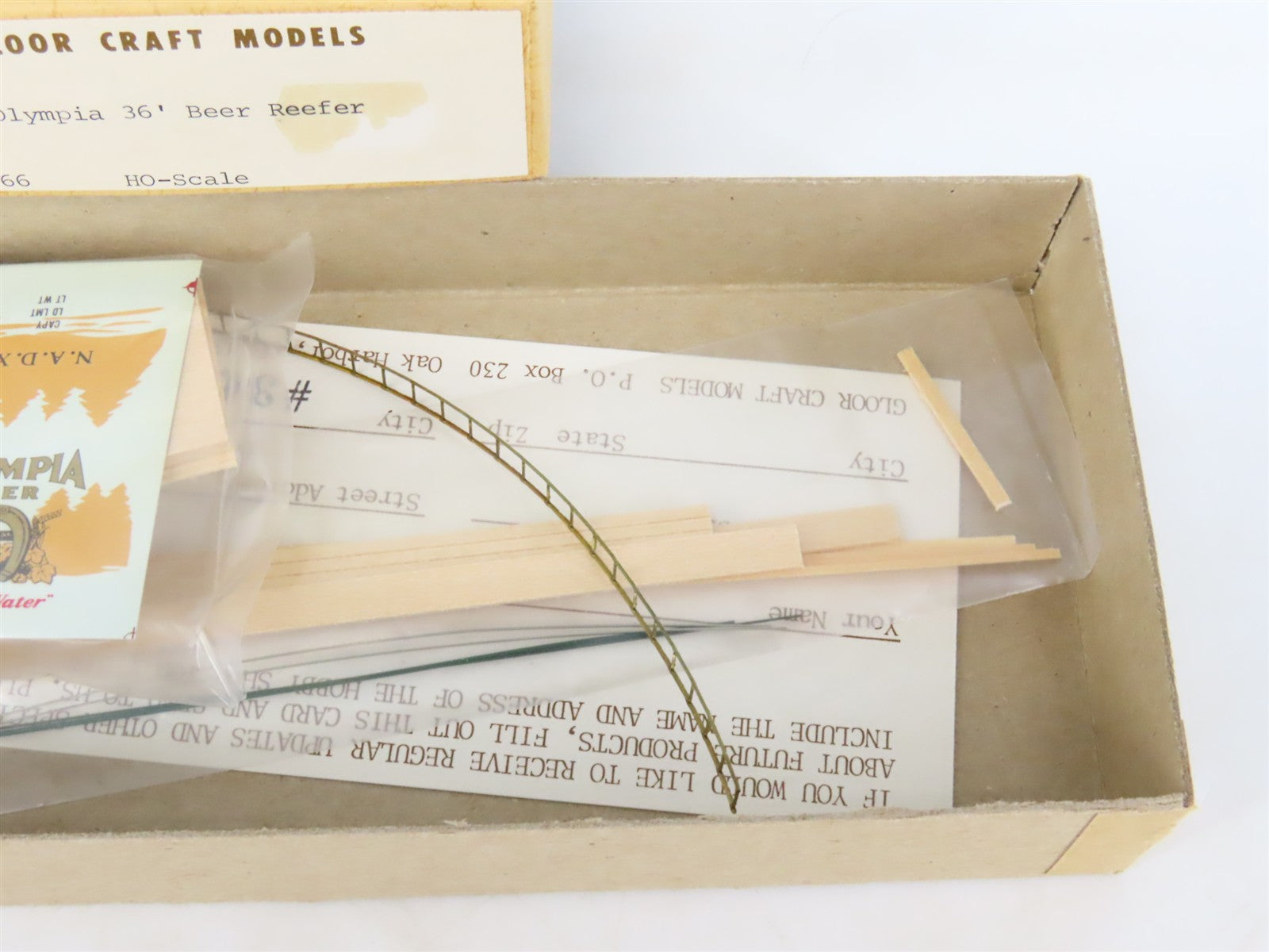 HO Scale Gloor Craft Models Kit 366 NADX Olympia 36' Beer Reefer #5109