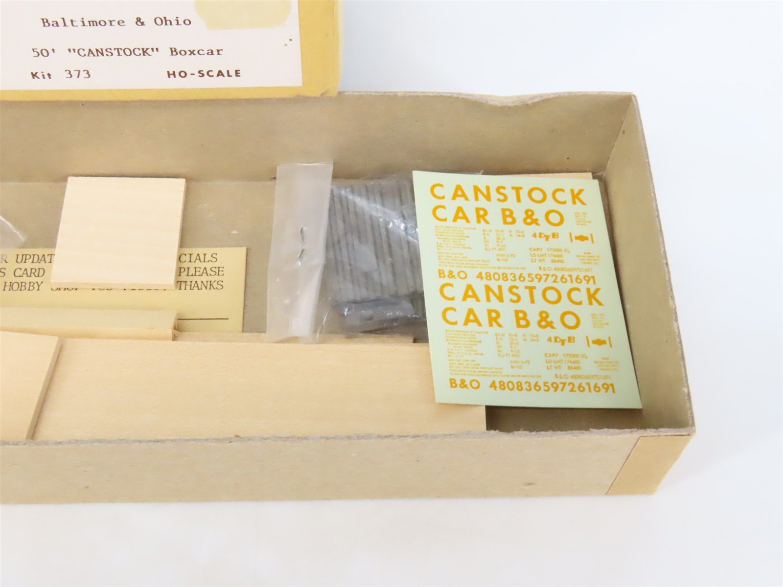 HO Scale Gloor Craft Models Kit 373 B&O Baltimore & Ohio 50' CANSTOCK Box Car
