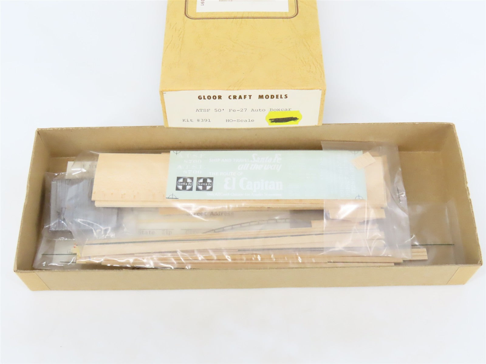 HO Gloor Craft Models Kit 391 ATSF Santa Fe 50' Double Door Auto Box Car #8700