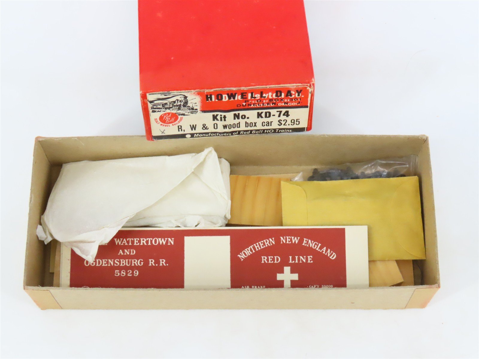 HO Scale REDBALL Kit KD-74 RW&O Rome Watertown & Ogdensburg Wood Box Car #5829
