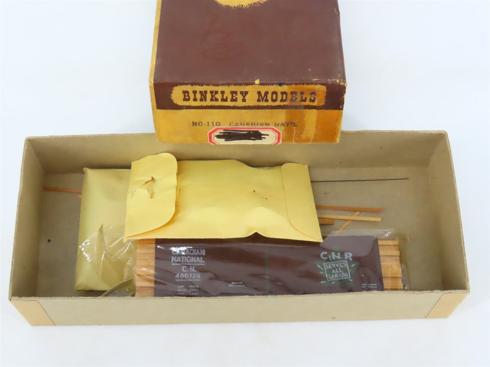 HO Scale Binkley Models Kit 110 CN Canadian National Wood Box Car #480726