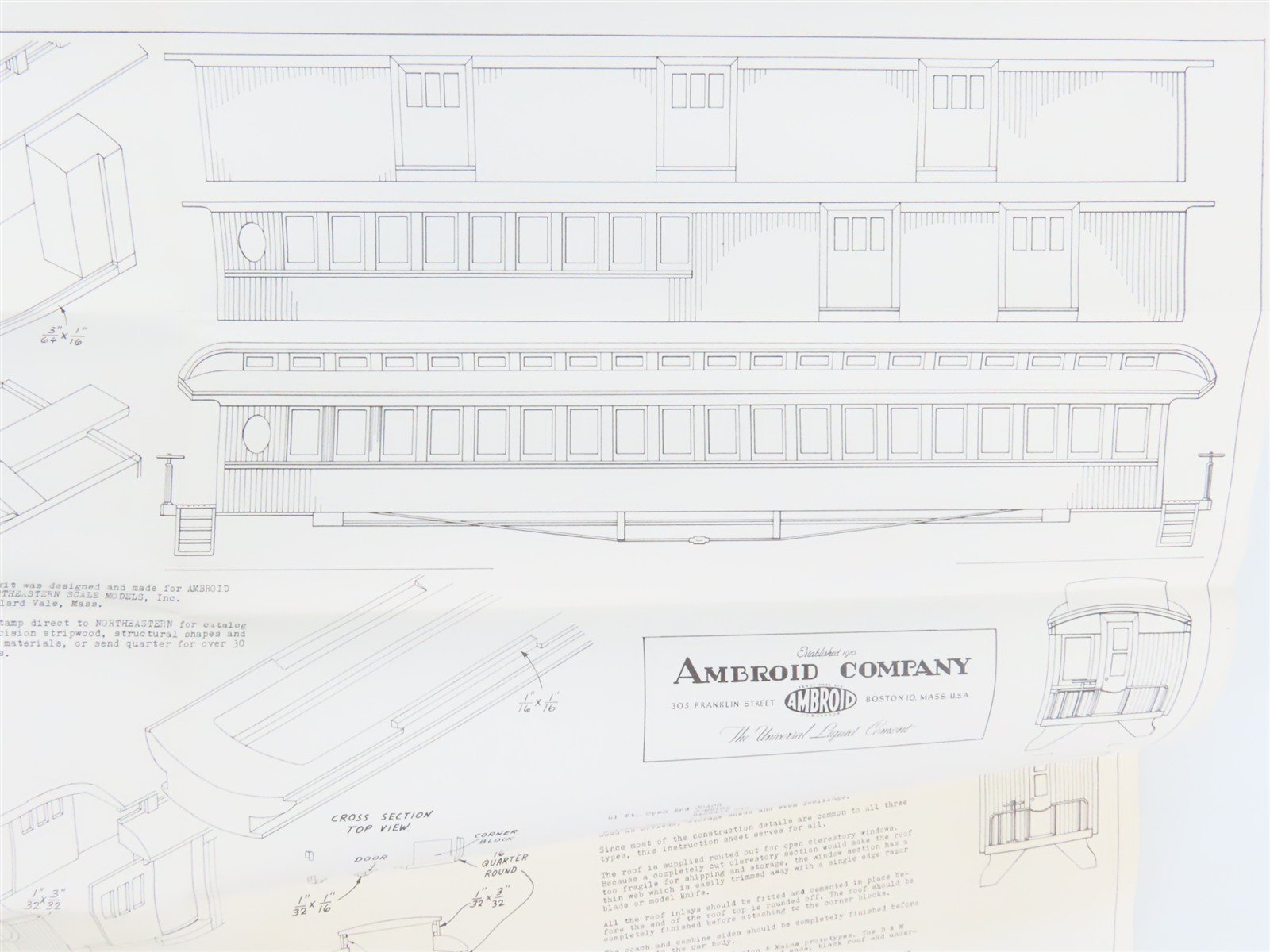 HO Scale Ambroid Craftsman Kit #K-6 Undecorated Combine Passenger Car