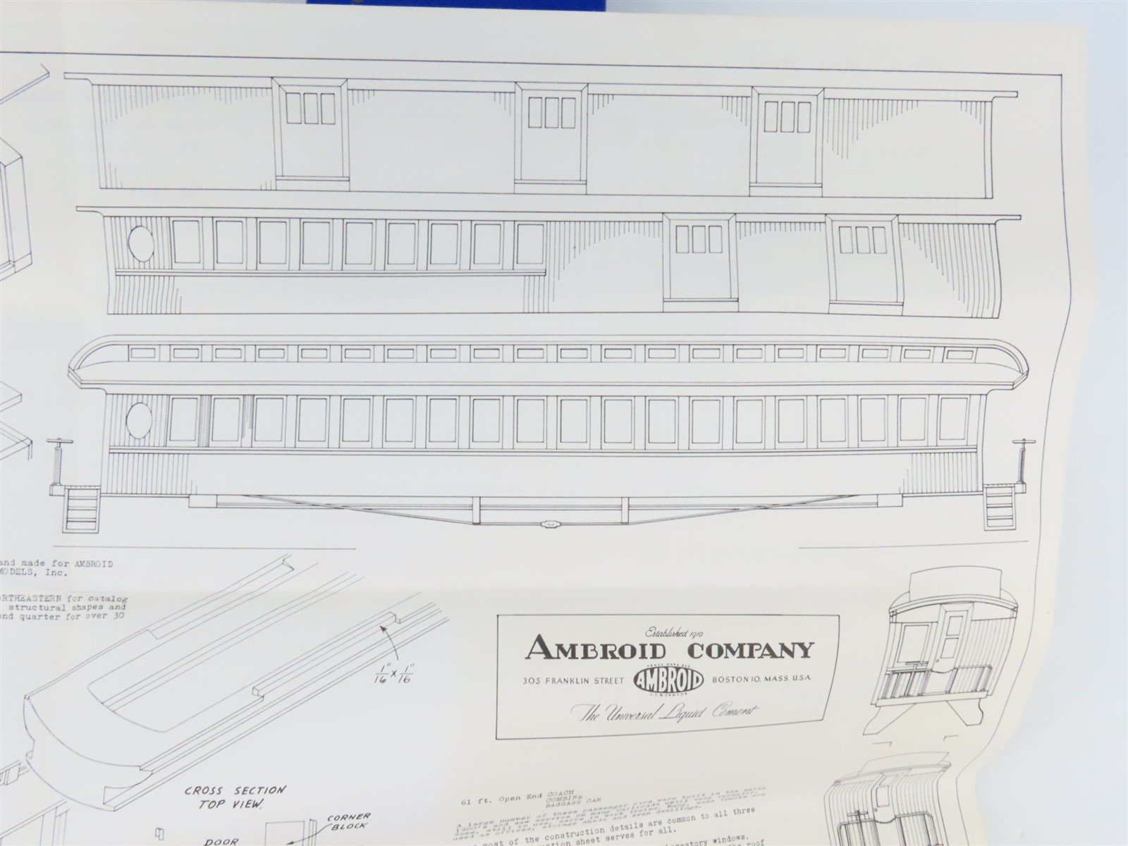 HO Scale Ambroid Craftsman Kit K-7 Undecorated Open Clerestory Baggage Passenger