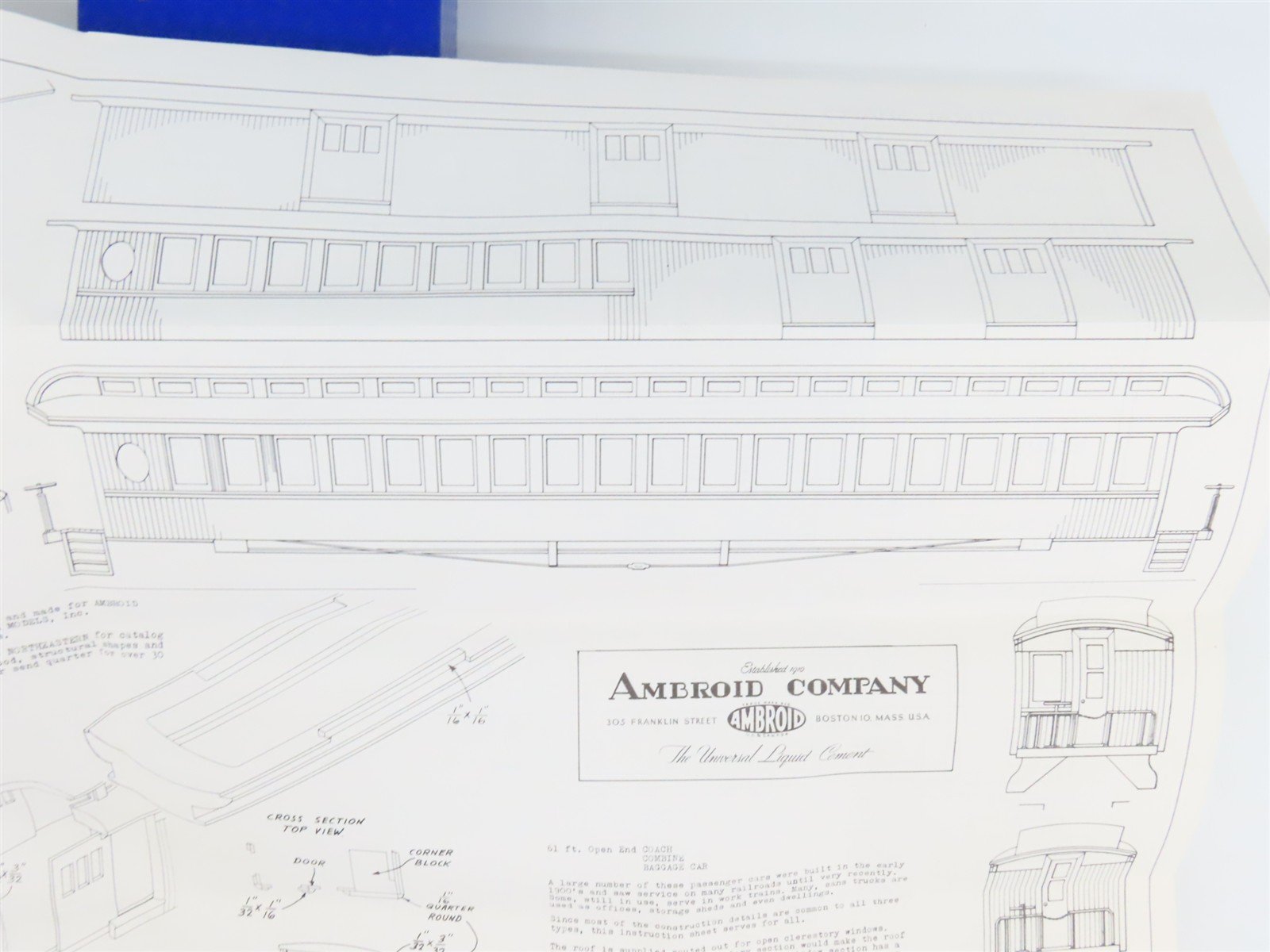 HO Scale Ambroid Craftsman Kit #K-5 Undecorated Open Clerestory Passenger Car