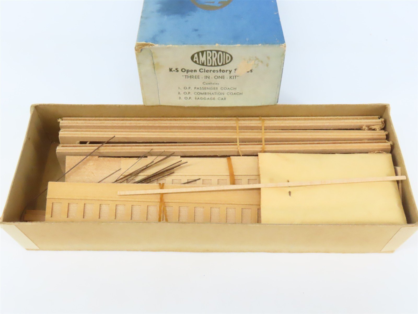 HO Ambroid Craftsman Kit #K-S Undecorated Open Clerestory Passenger 3-Car Set
