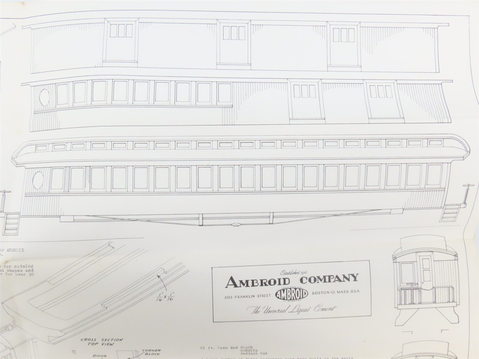 HO Ambroid Craftsman Kit #K-S Undecorated Open Clerestory Passenger 3-Car Set
