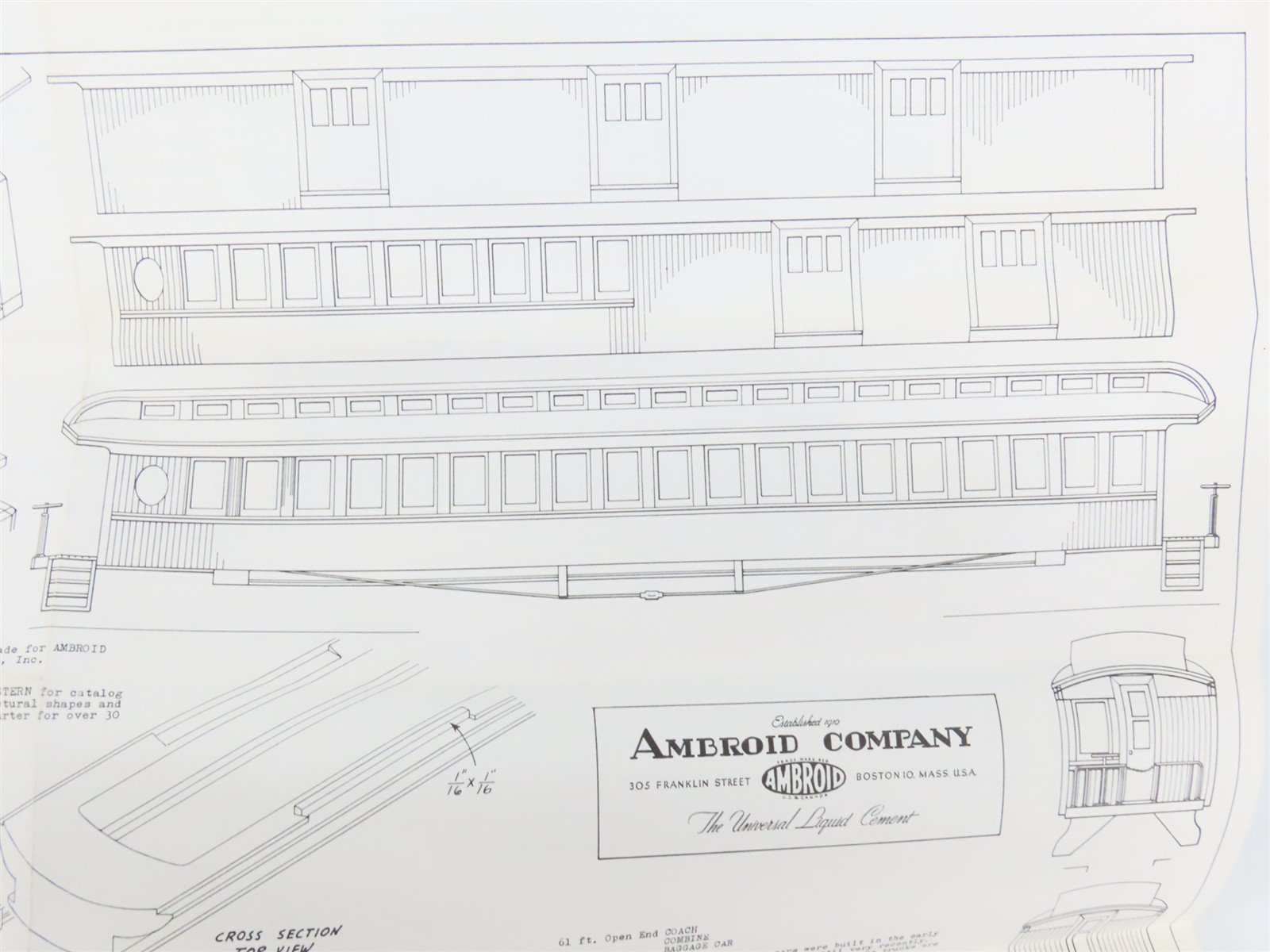 HO Ambroid Craftsman Kit #K-S Undecorated Open Clerestory Passenger 3-Car Set