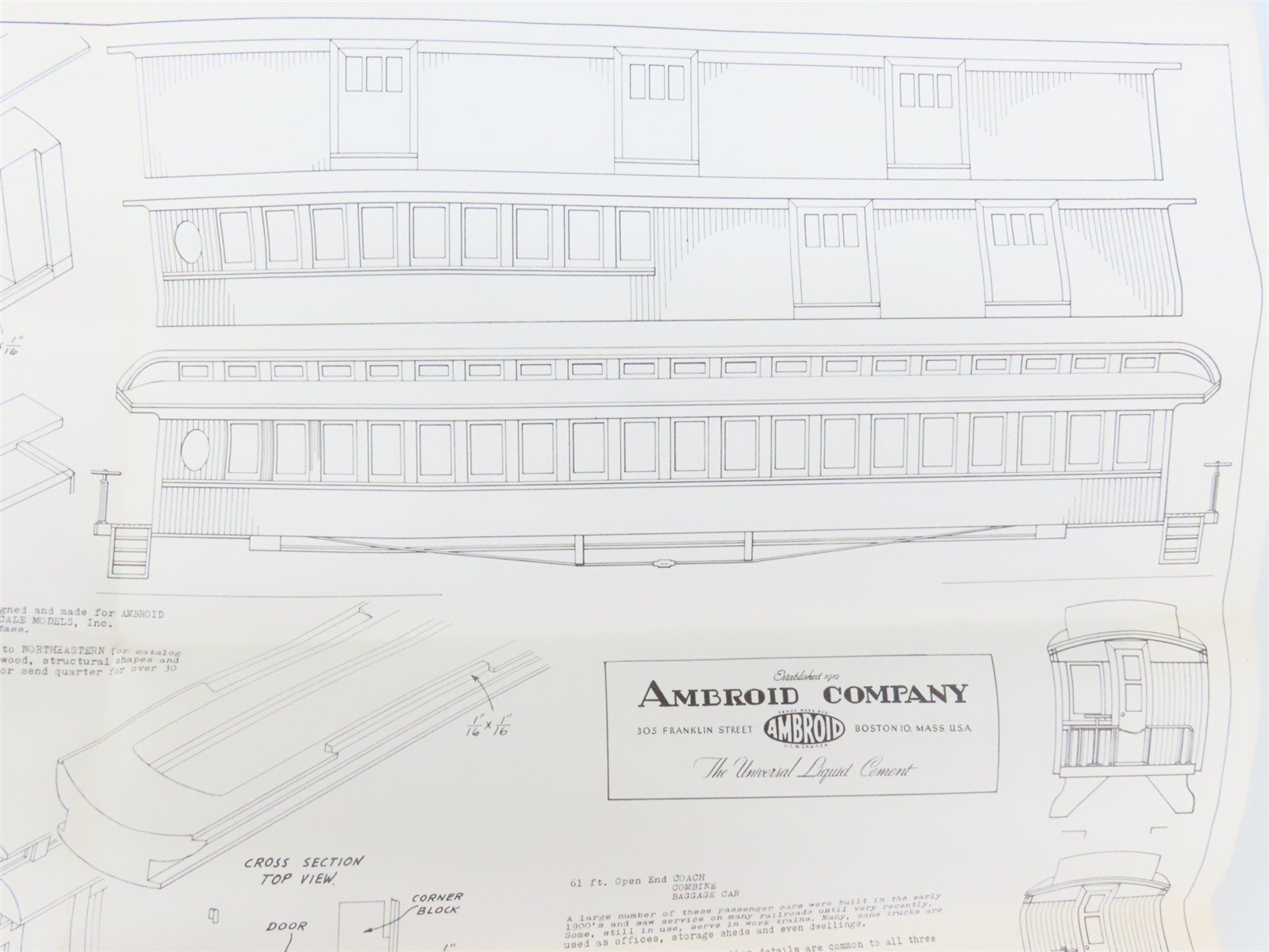 HO Ambroid Craftsman Kit #K-S Undecorated Open Clerestory Passenger 3-Car Set