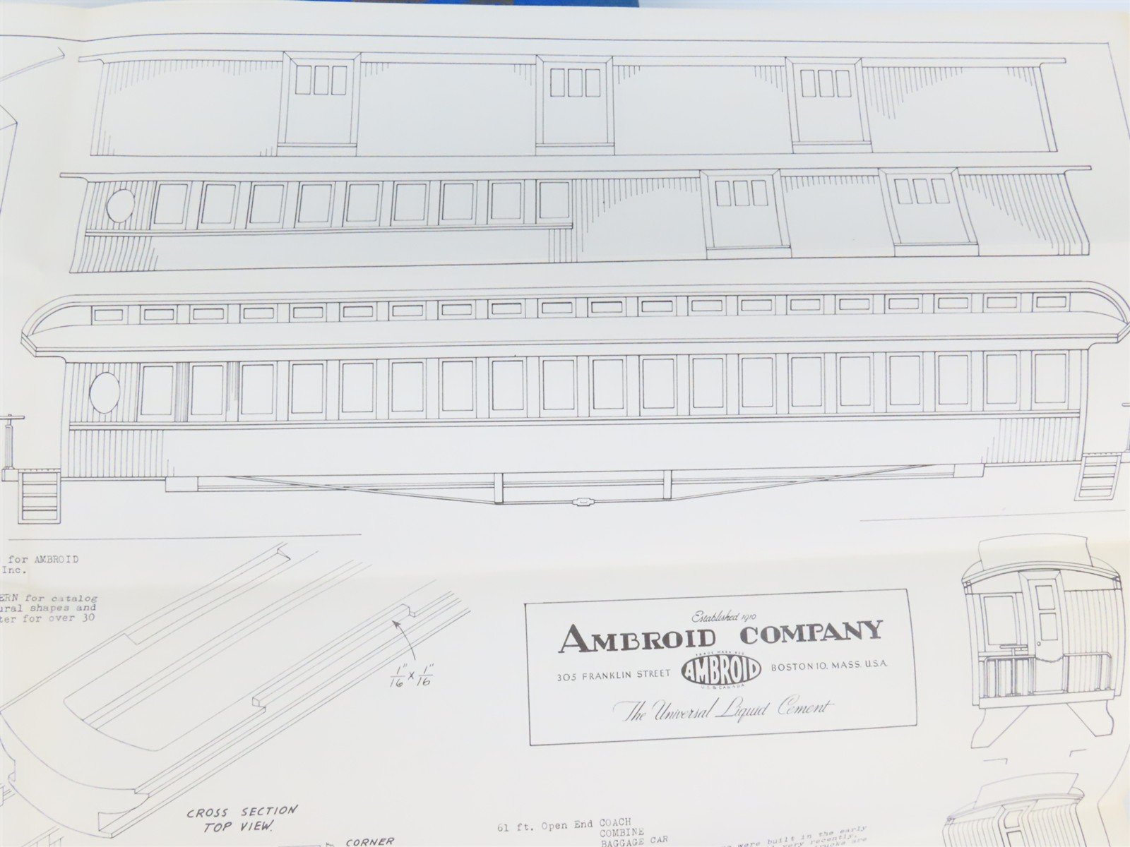 HO Ambroid Craftsman Kit #K-S Undecorated Open Clerestory Passenger 3-Car Set