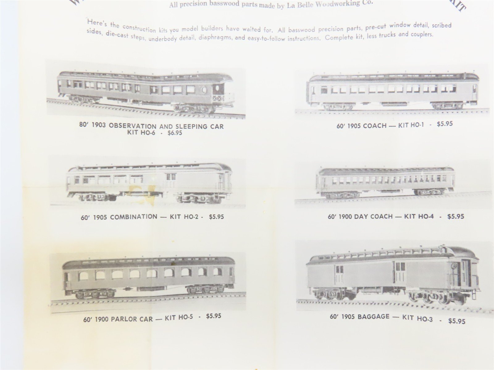 HO Scale LaBelle Craftsman Kit #HO-6 Undecorated 1903 Observation Passenger Car