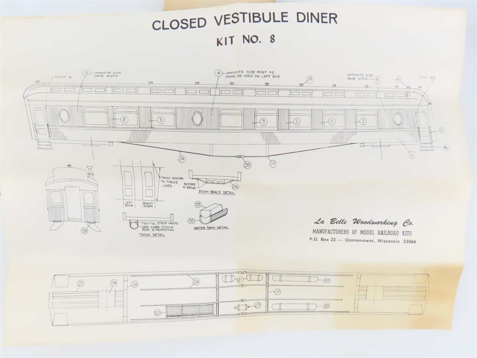 HO Scale LaBelle Craftsman Kit #HO-8 Undecorated 1902 Diner Passenger Car