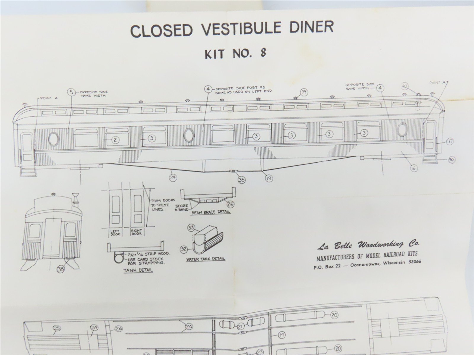 HO LaBelle Craftsman Kit #HO-8 Undecorated 1902 Closed Vestibule Diner Passenger