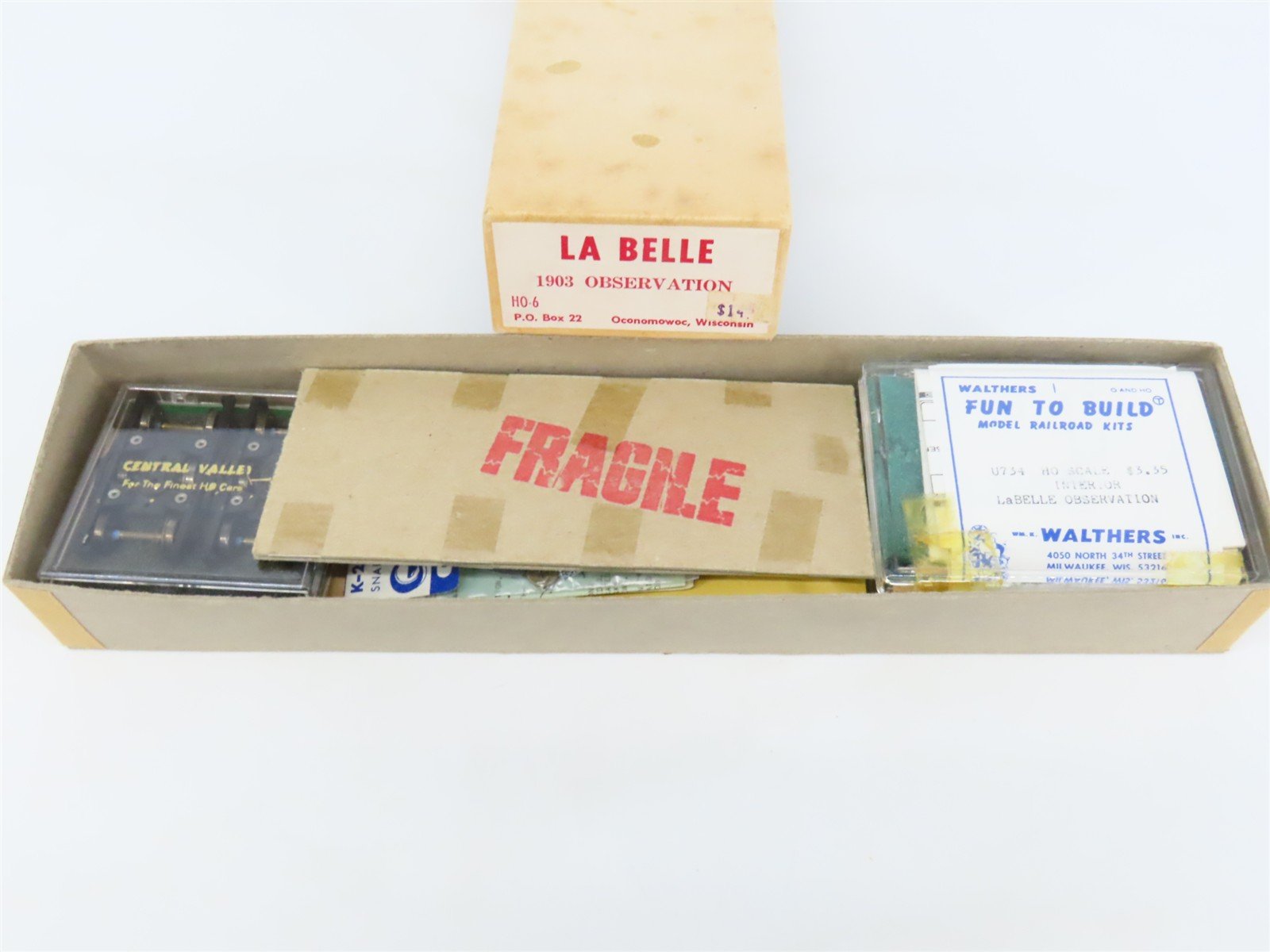 HO LaBelle Craftsman Kit #HO-6 Undecorated 1903 Observation Passenger w/ Trucks