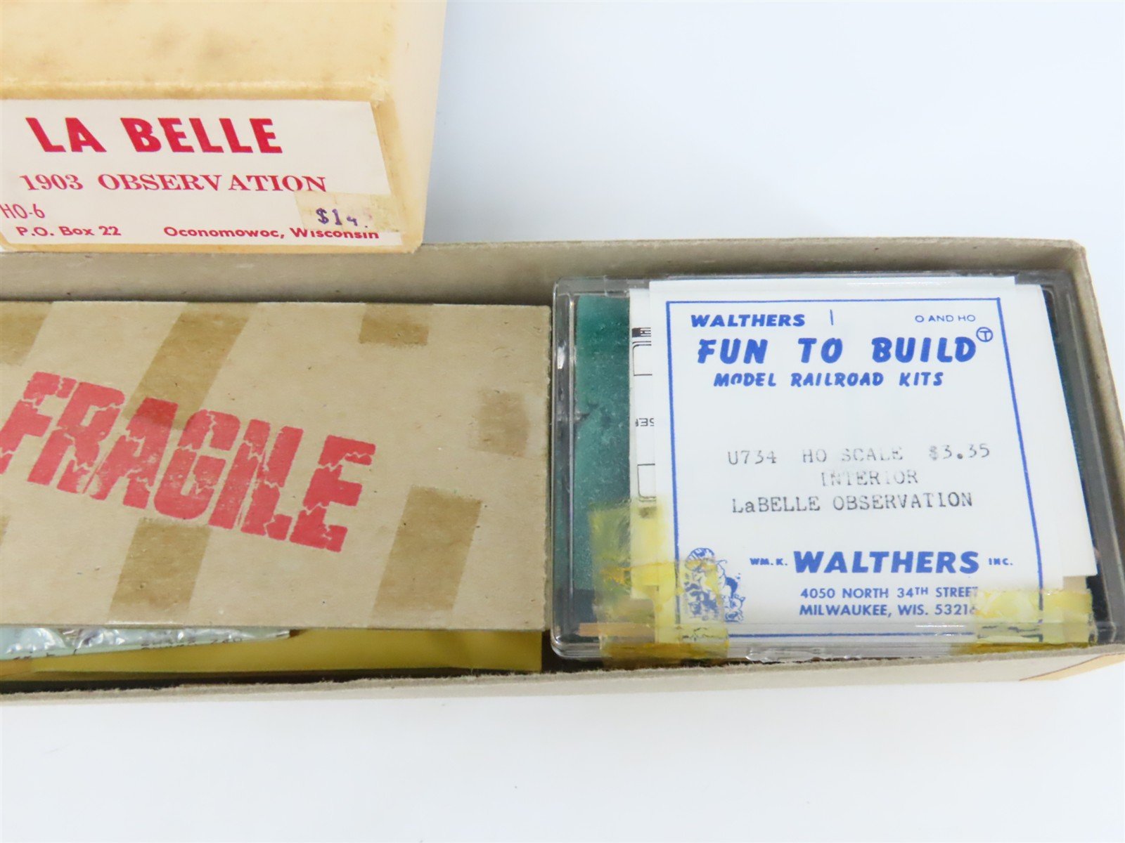 HO LaBelle Craftsman Kit #HO-6 Undecorated 1903 Observation Passenger w/ Trucks