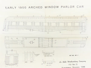 HO LaBelle Craftsman Kit Undecorated 1900 Arch-Window Parlor Passenger + Trucks