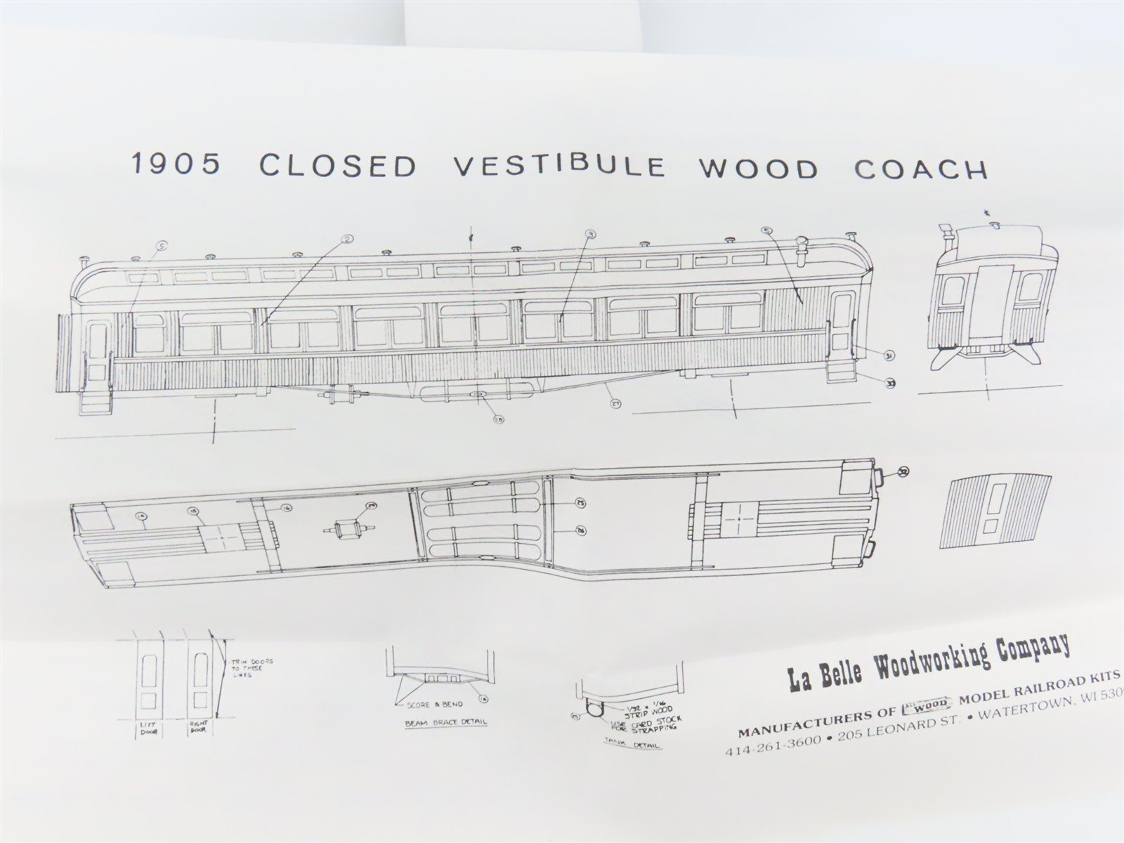 HO LaBelle Craftsman Kit #HO-1 Undecorated 1905 Closed Vestibule Coach Passenger