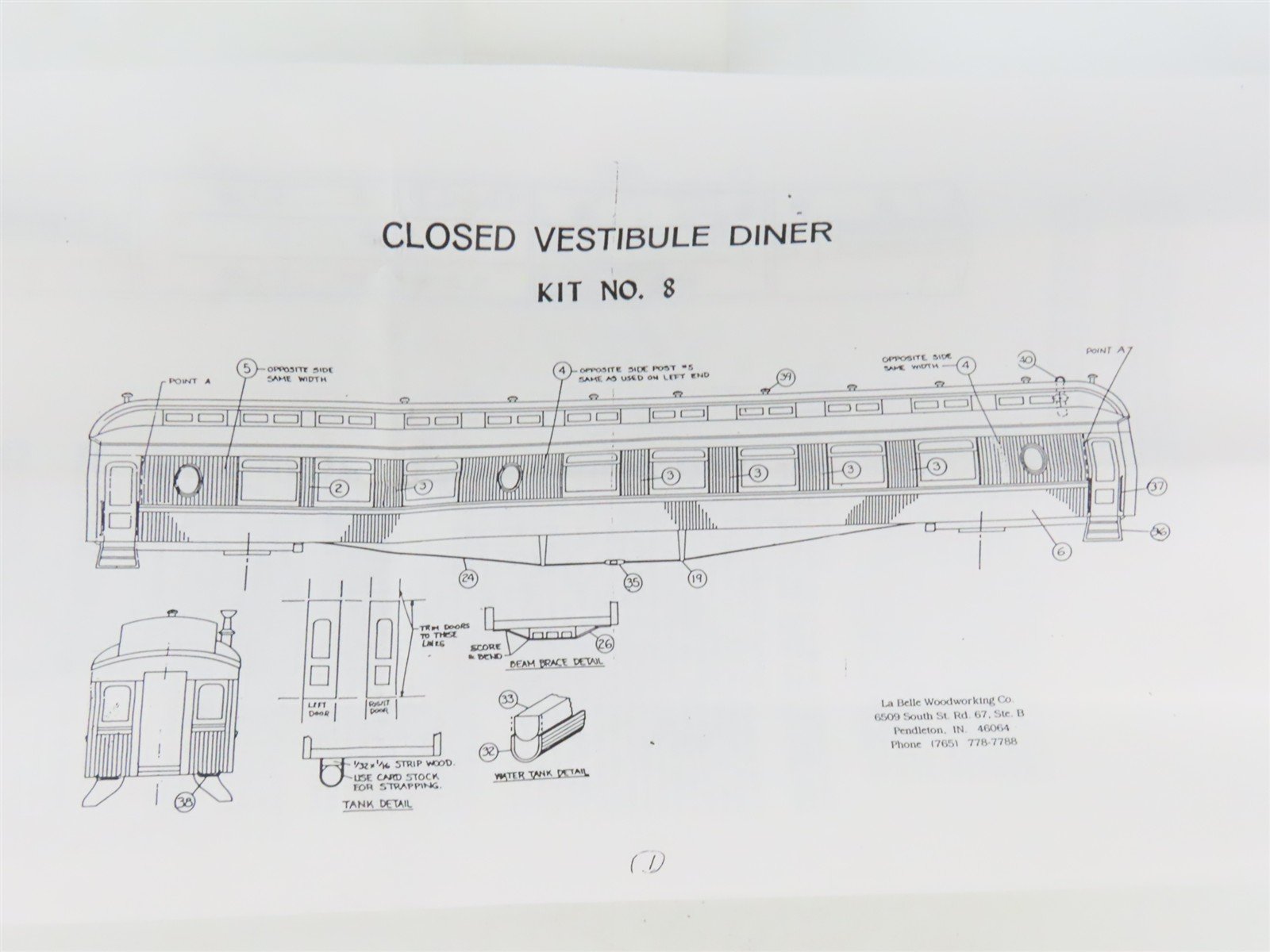 HO LaBelle Craftsman Kit #HO-8 Undecorated 1902 Closed Vestibule Diner Passenger