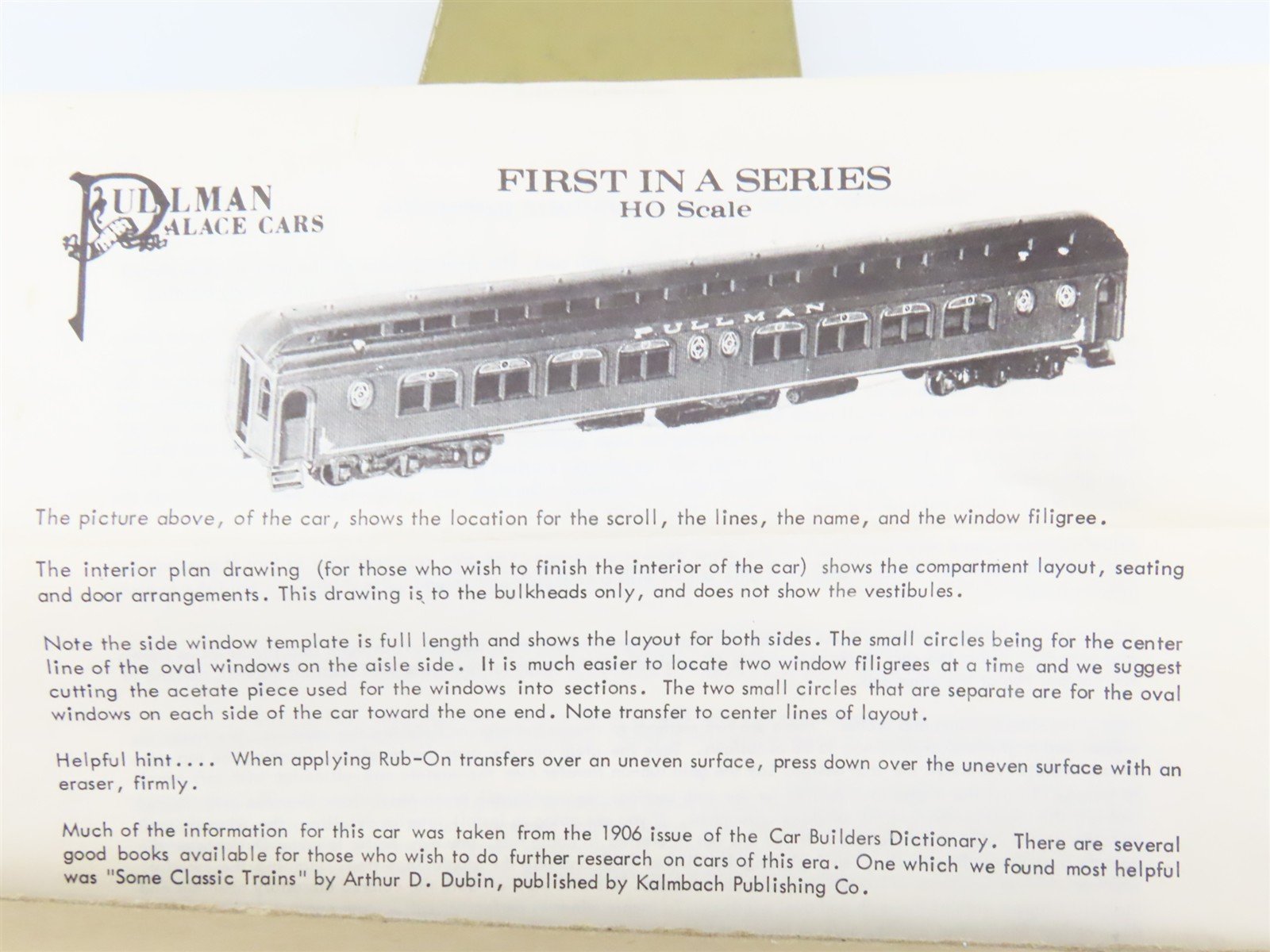 HO Scale Roundhouse Pullman Palace Kit P81 Undecorated Sleeper Passenger Car