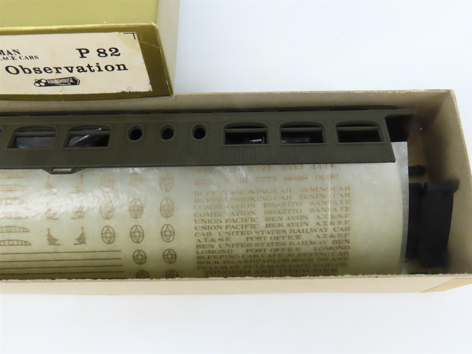 HO Scale Roundhouse Pullman Palace Kit P82 Undecorated Observation Passenger Car