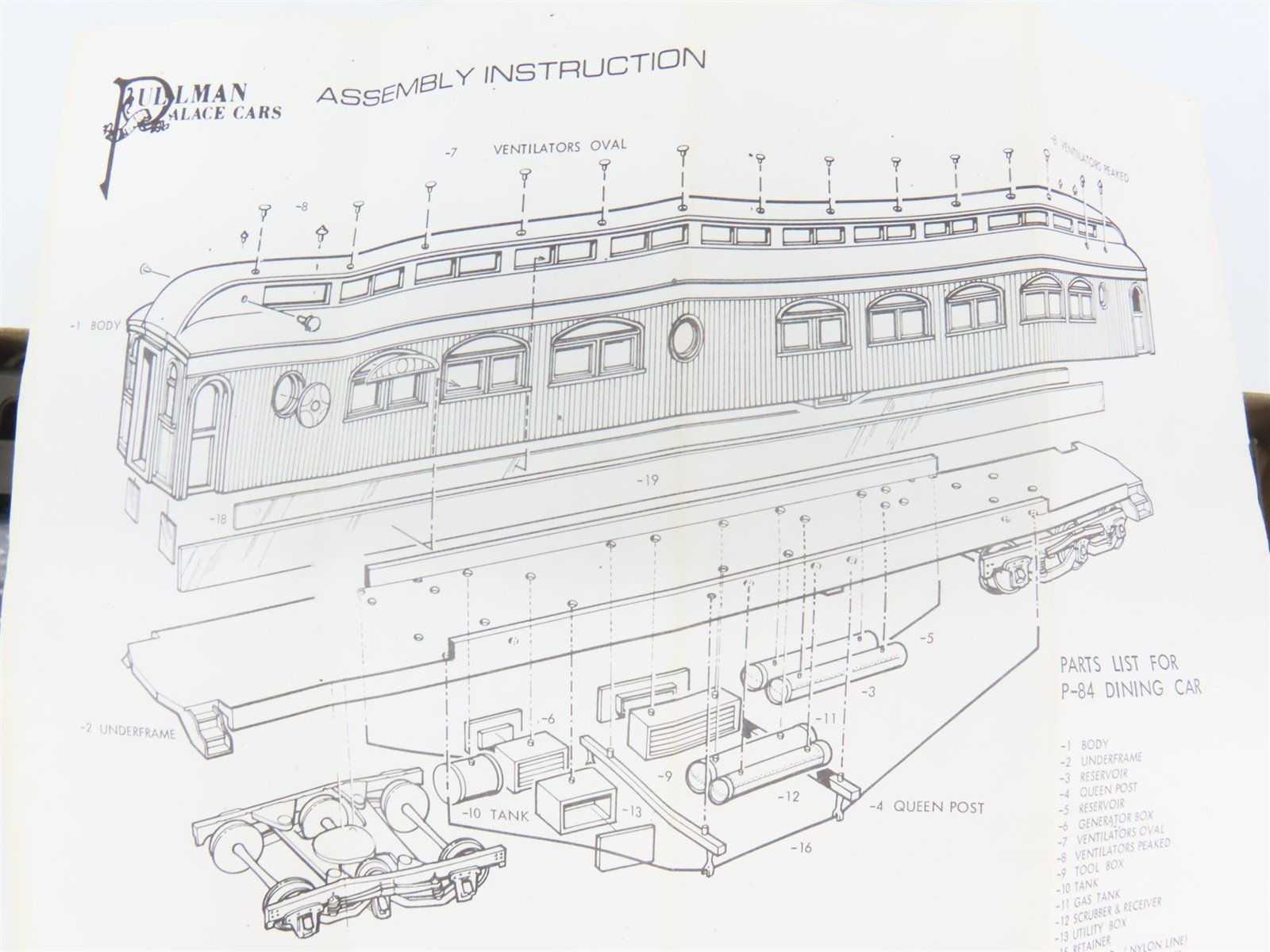 HO Scale Roundhouse Pullman Palace Kit P84 Undecorated Diner Passenger Car