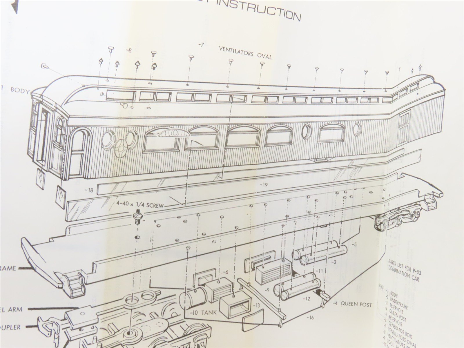 HO Scale Roundhouse Pullman Palace Kit #6083 Undecorated Combine Passenger Car