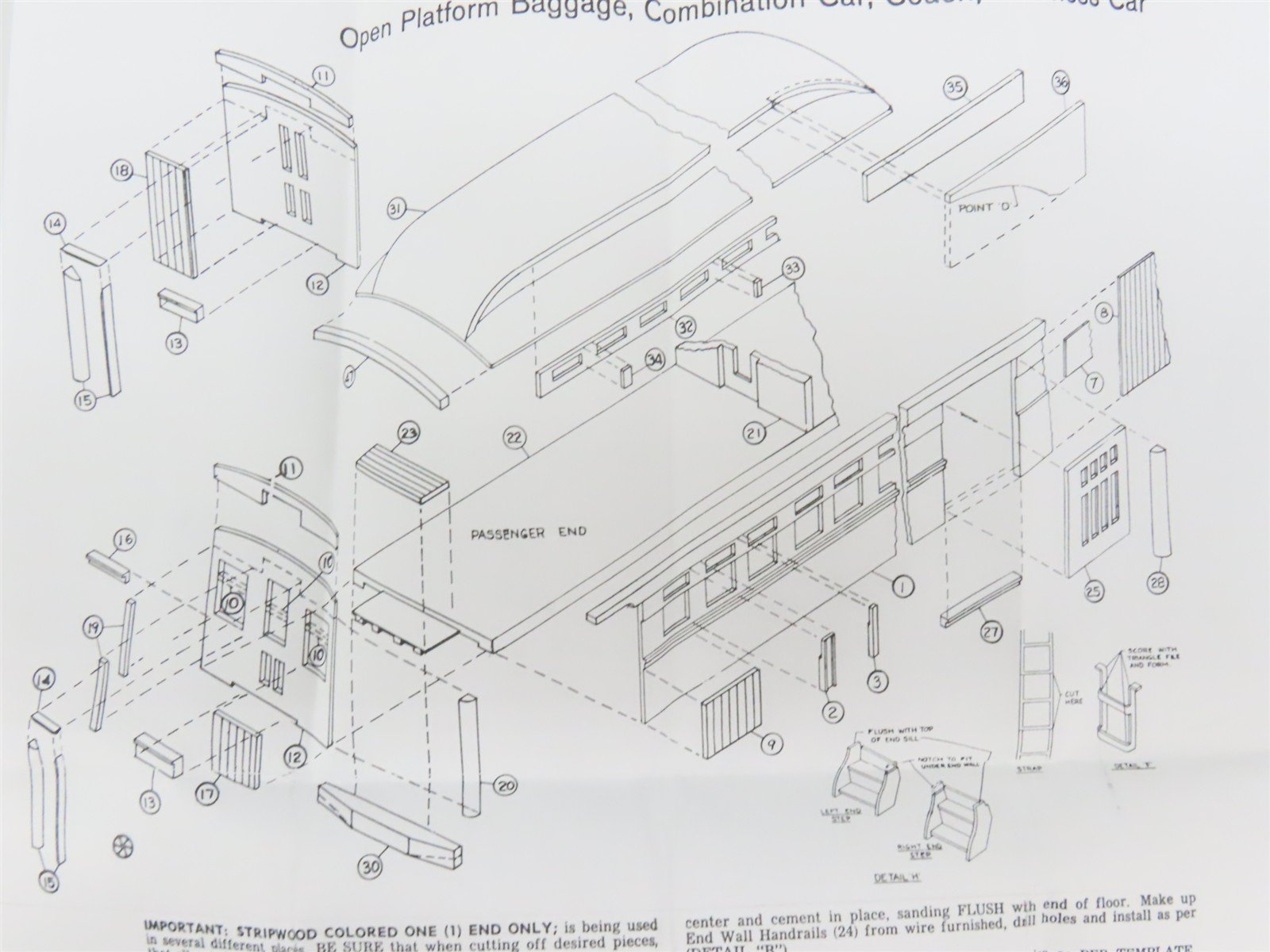 HO LaBelle Craftsman Kit #HO-11 Undecorated 50' Open Platform Coach Passenger