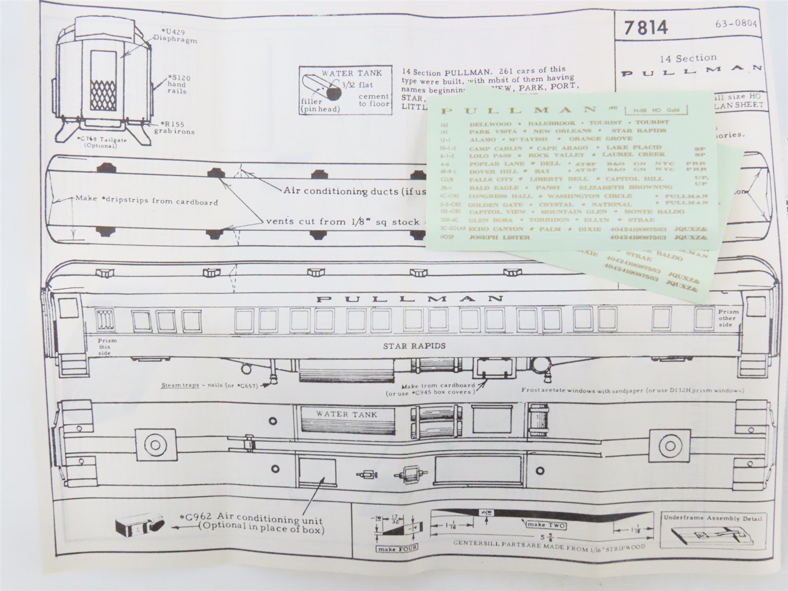 HO Scale Walthers Kit #933-6614 Undecorated 80' Pullman 14-Section Passenger Car