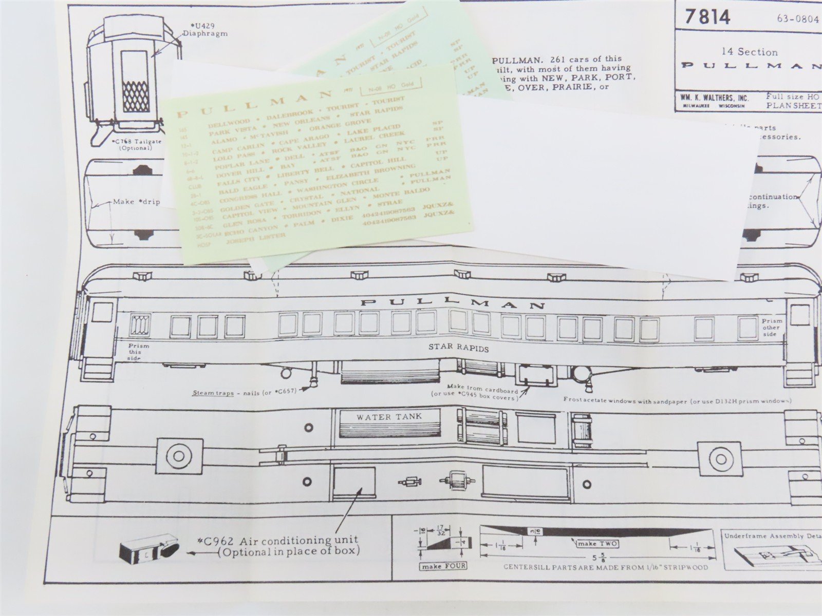 HO Scale Walthers Kit #933-6614 Undecorated 80' Pullman 14-Section Passenger Car