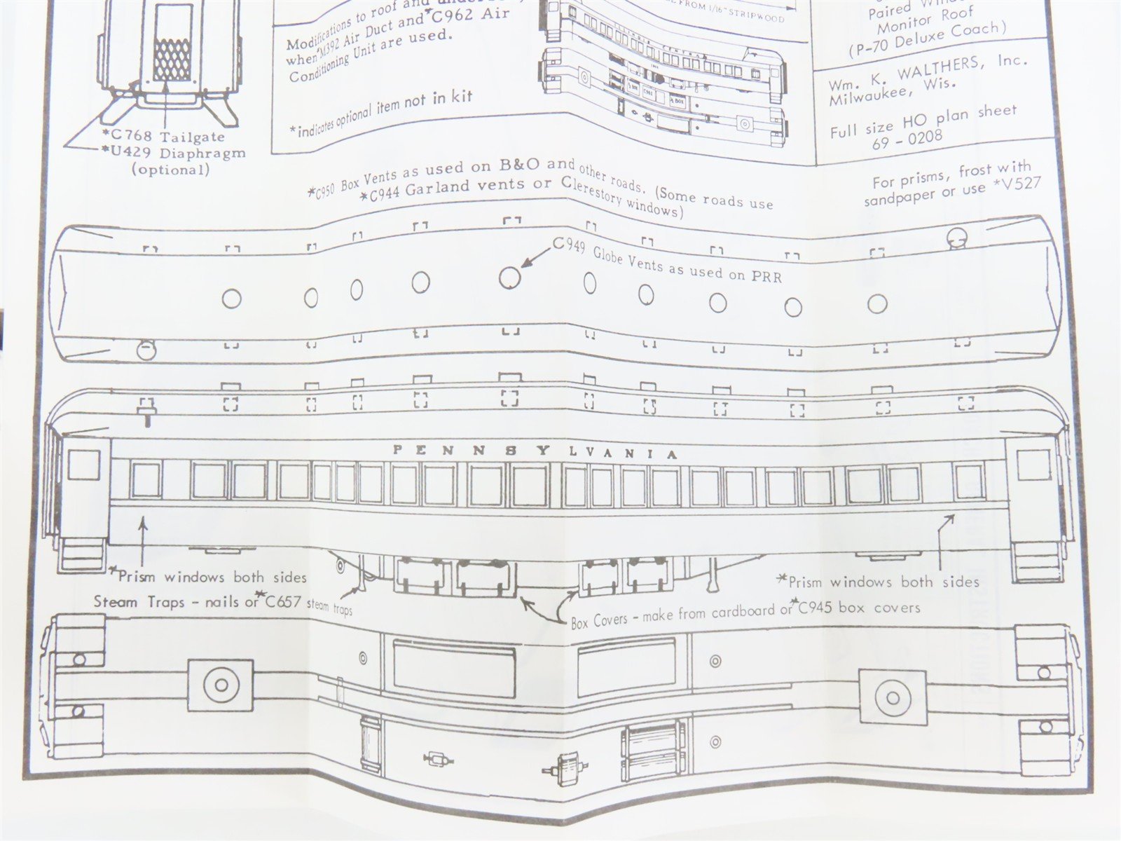 HO Scale Walthers Kit #933-6682 Undecorated 80' Paired-Window Coach Passenger