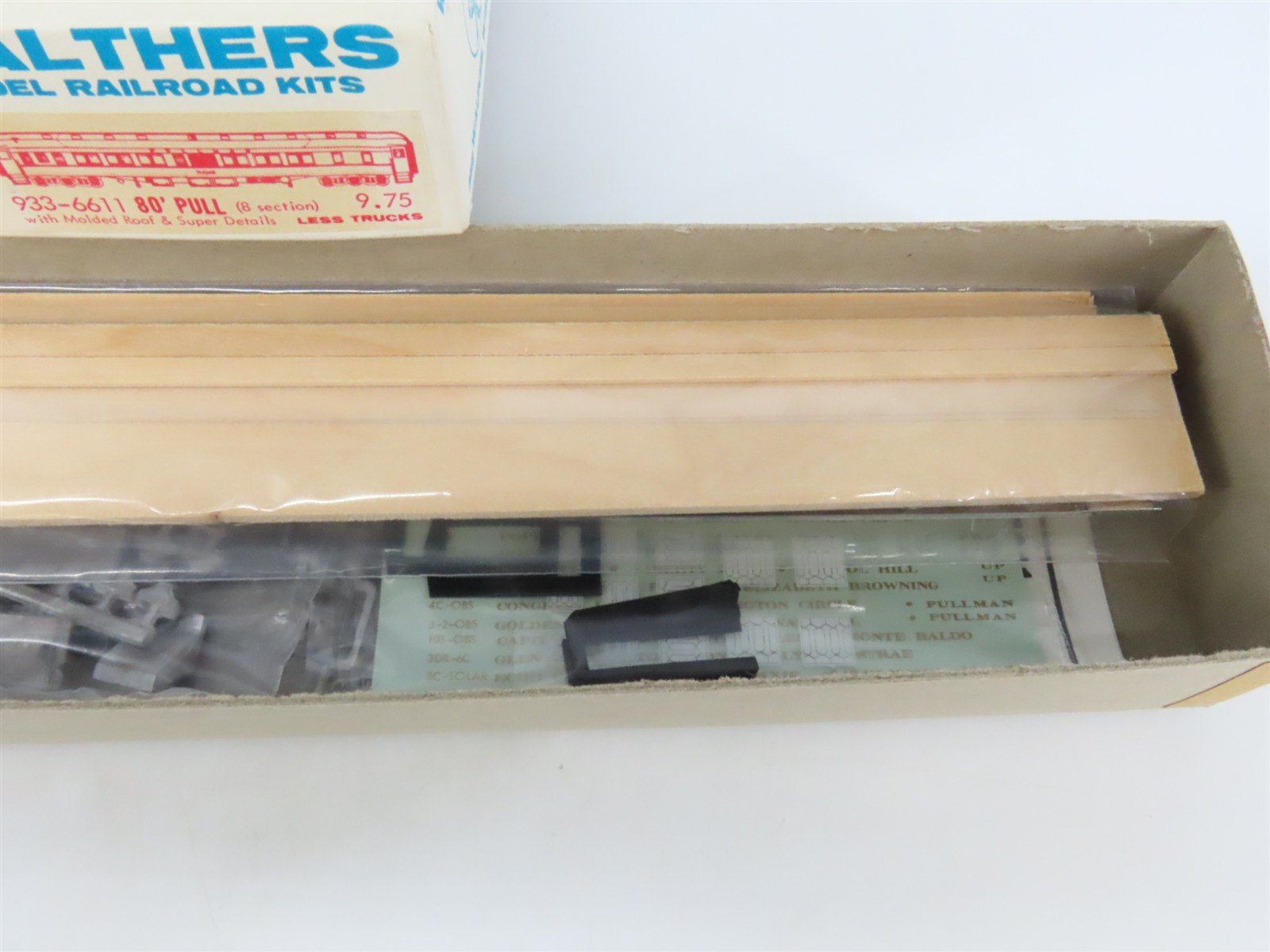HO Scale Walthers Kit #933-6611 Undecorated 80' Pullman 8-Section Passenger Car
