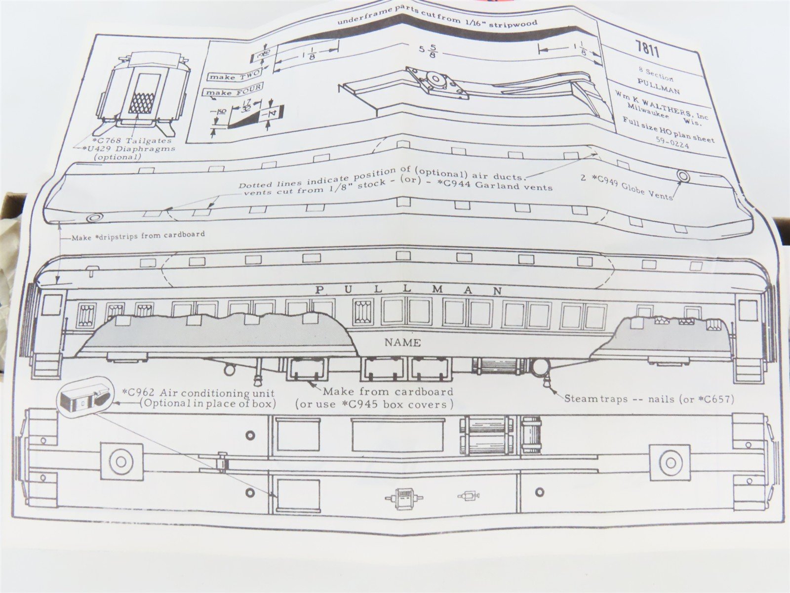HO Scale Walthers Kit #933-6611 Undecorated 80' Pullman 8-Section Passenger Car