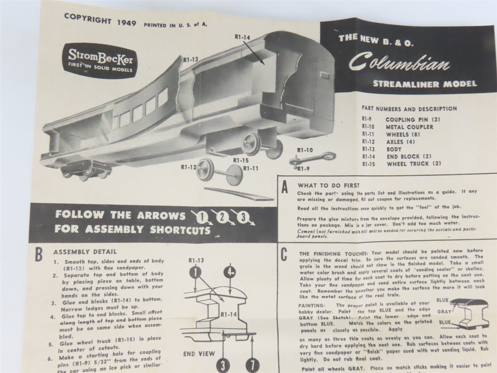 HO Scale StromBecKer Kit #R213 B&O Baltimore & Ohio Coach Passenger Car 