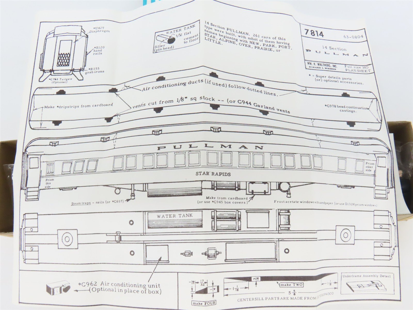 HO Scale Walthers Kit #7814 Undecorated 80' Pullman 14-Section Passenger Car