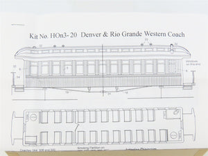 HOn3 Scale Labelle Craftsman Kit #HOn3-20 Undecorated D&RGW Coach Passenger Car