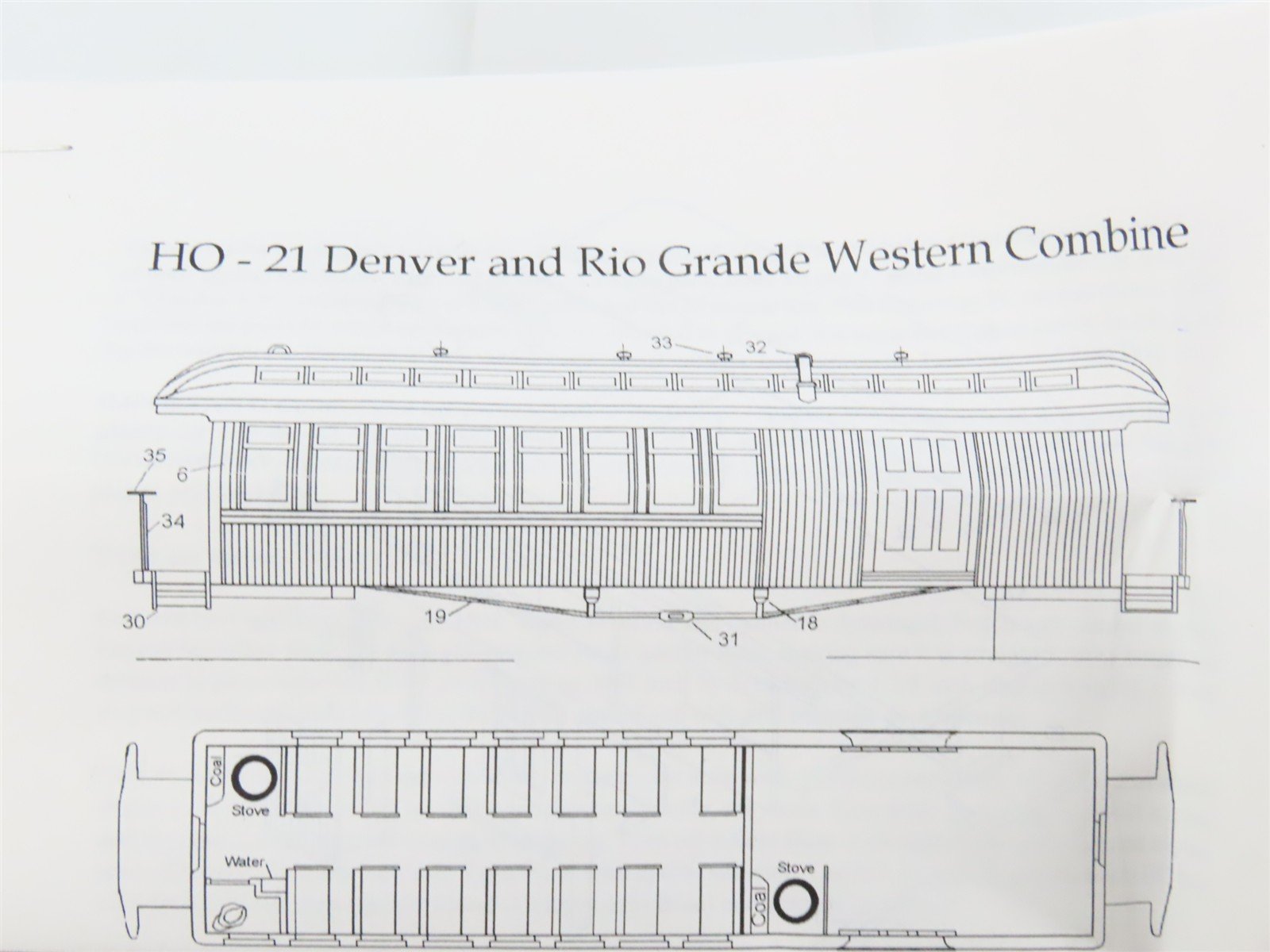 HOn3 Scale Labelle Craftsman Kit #HOn3-21 Undecorated D&RGW Combine Passenger