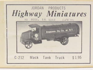 HO 1/87 Scale Jordan Highway Miniatures Kit #C-212 1923 Mack Tank Truck