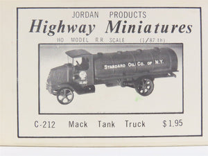 HO 1/87 Scale Jordan Highway Miniatures Kit # C-212 1923 Mack Tank Truck