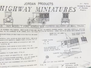 HO 1/87 Scale Jordan Highway Miniatures Kit #C-215 1925 Ford Mail Truck