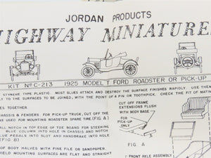 HO 1/87 Scale Jordan Highway Miniatures Kit #C-213 1925 Ford Roadster or Pick-Up