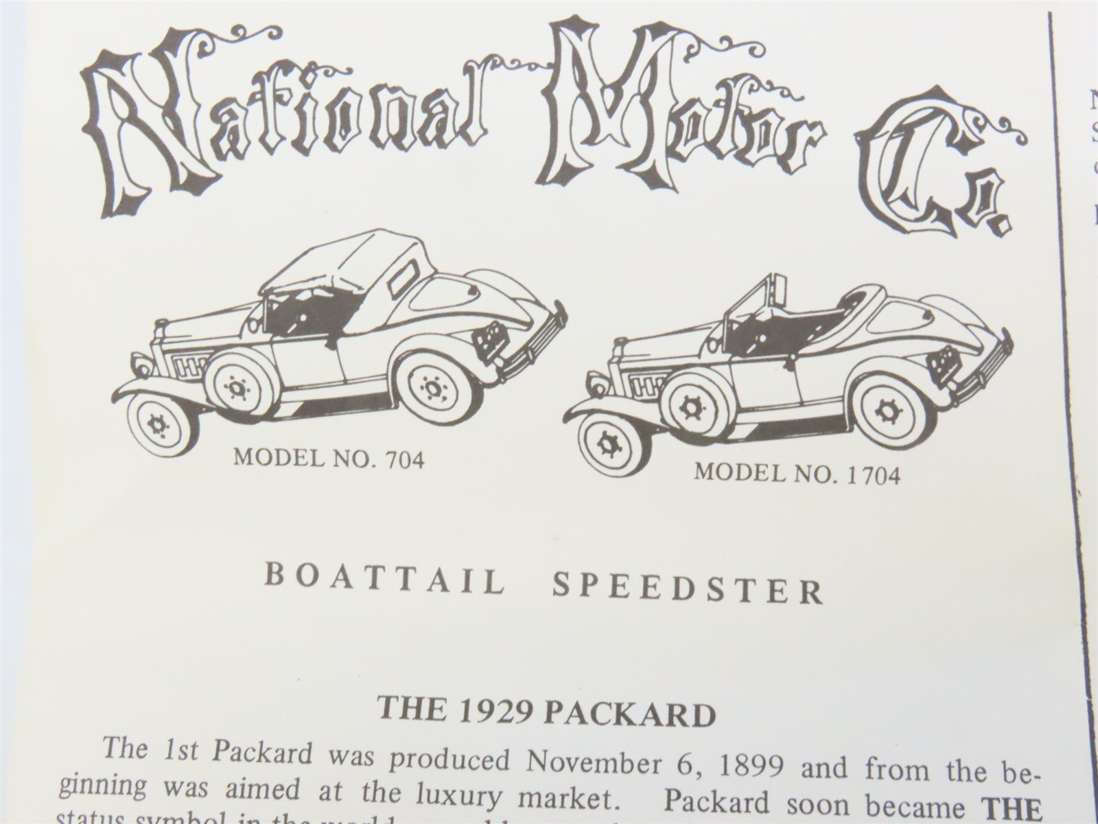 HO 1/87 Scale National Motor Co. Kit #704 1929 Packard Boat-Tail Speedster