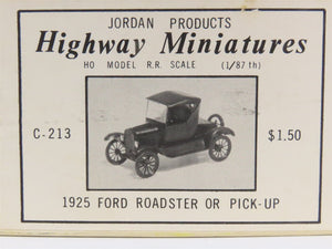 HO 1/87 Scale Jordan Highway Miniatures Kit #C-213 1925 Ford Roadster or Pick-Up