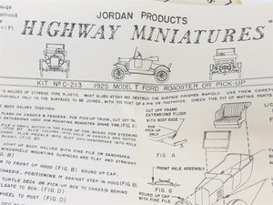 HO 1/87 Scale Jordan Highway Miniatures Kit #C-213 1925 Ford Roadster or Pick-Up
