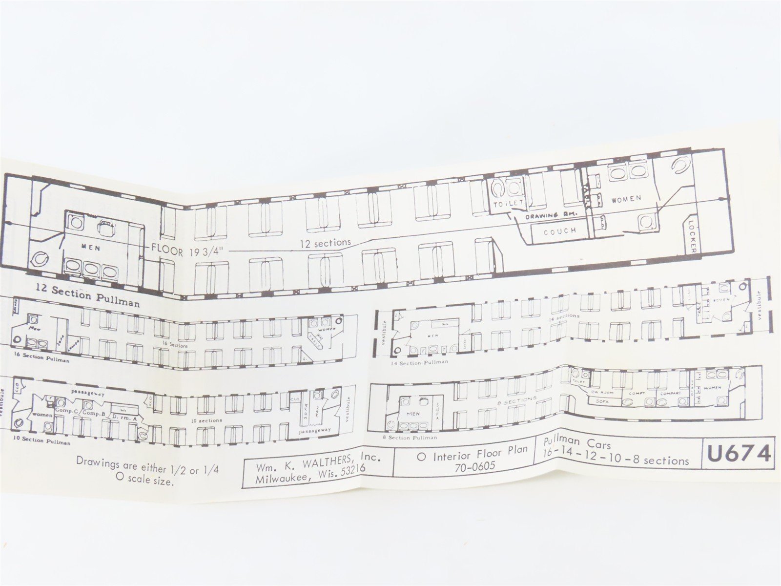 O 1/48 Scale Walthers U674 Pullman Passenger Interior Detailing Kit